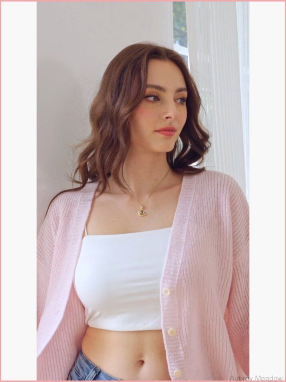 Button Down Crop Cardigan Sweater Long Sleeve Drop Shoulder Casual - Picture 6 of 6